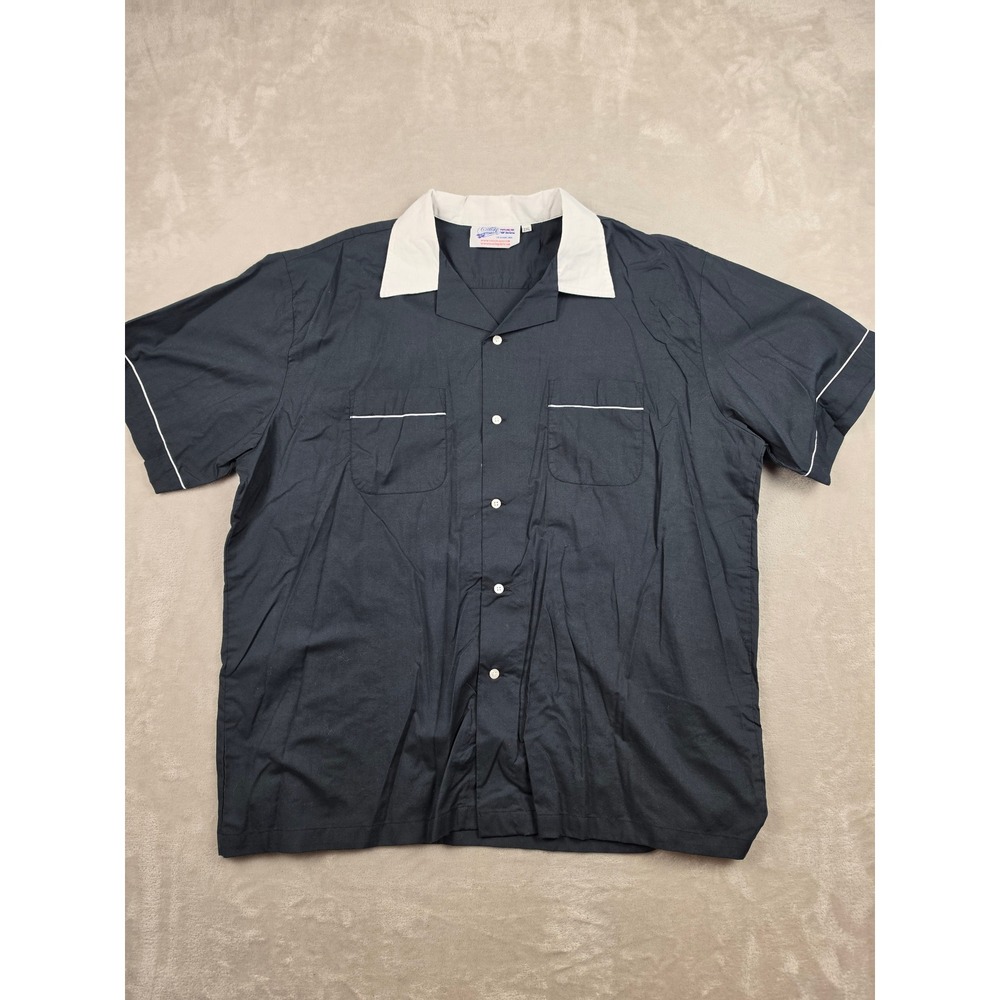 Cruisin USA Bowling Shirt Mens 2XL Black T-Birds Grease Rockabilly Button Up